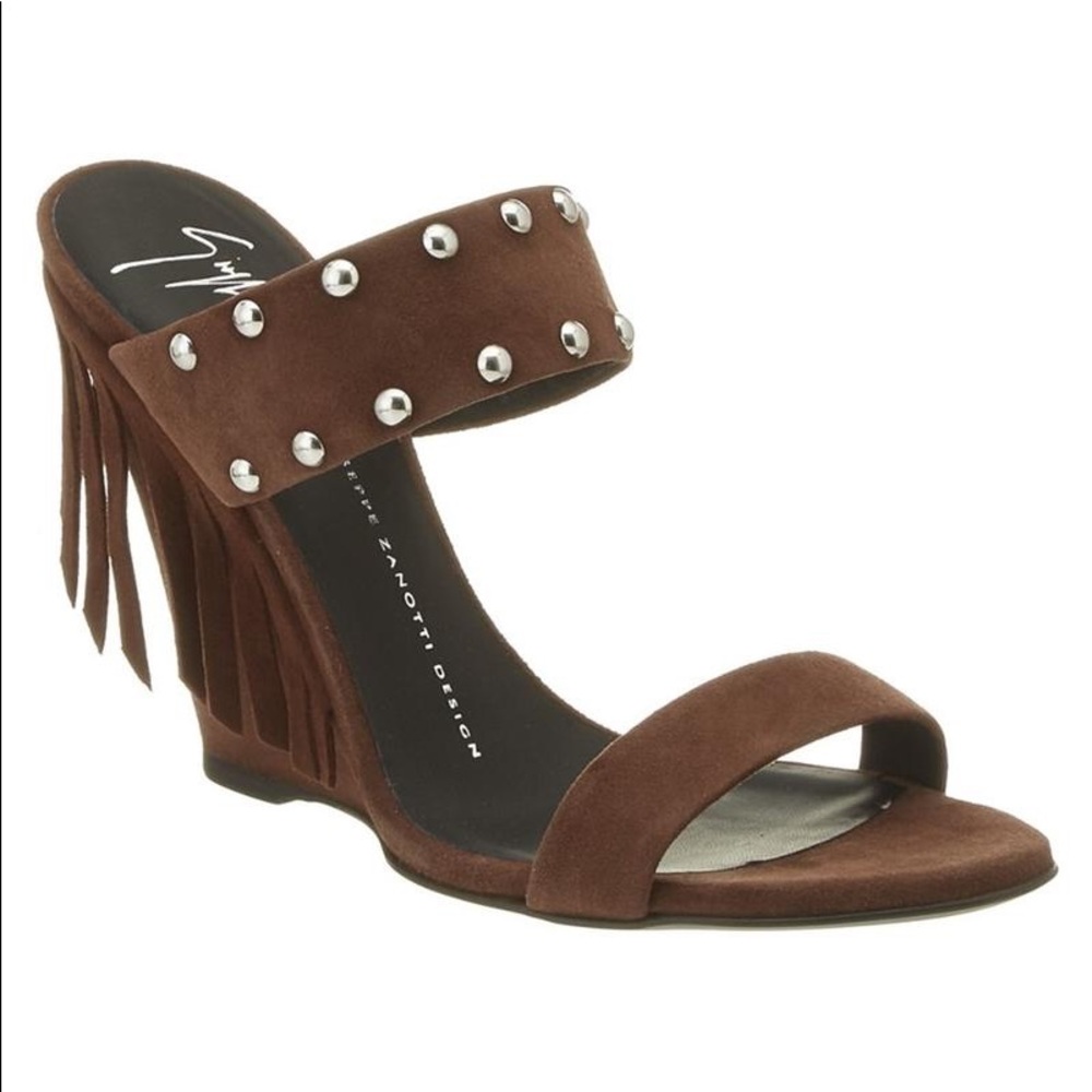 Giuseppe Zanotti Brown Fringe Wedge